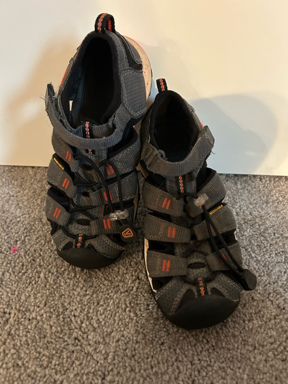 Kids Gray and Orange Keen Outdoor Sandals size 13